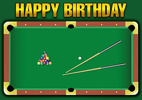 Billiard Themed Pool Table Birthday ~ Edible Icing Image Cake Topper for 1/4 sheet cake or larger