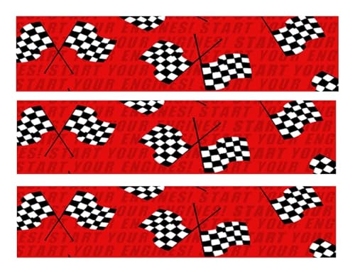 Race car finish flags cake border 3 Strips 2.5x10.5 inchs in size