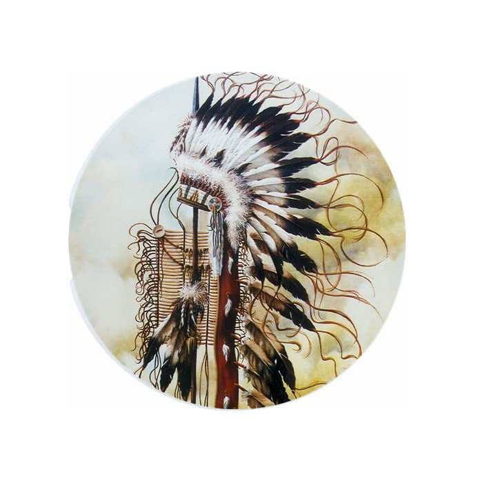 Native American Old Glory Ceramic Car Coaster Set 2.56" (2 Pack)