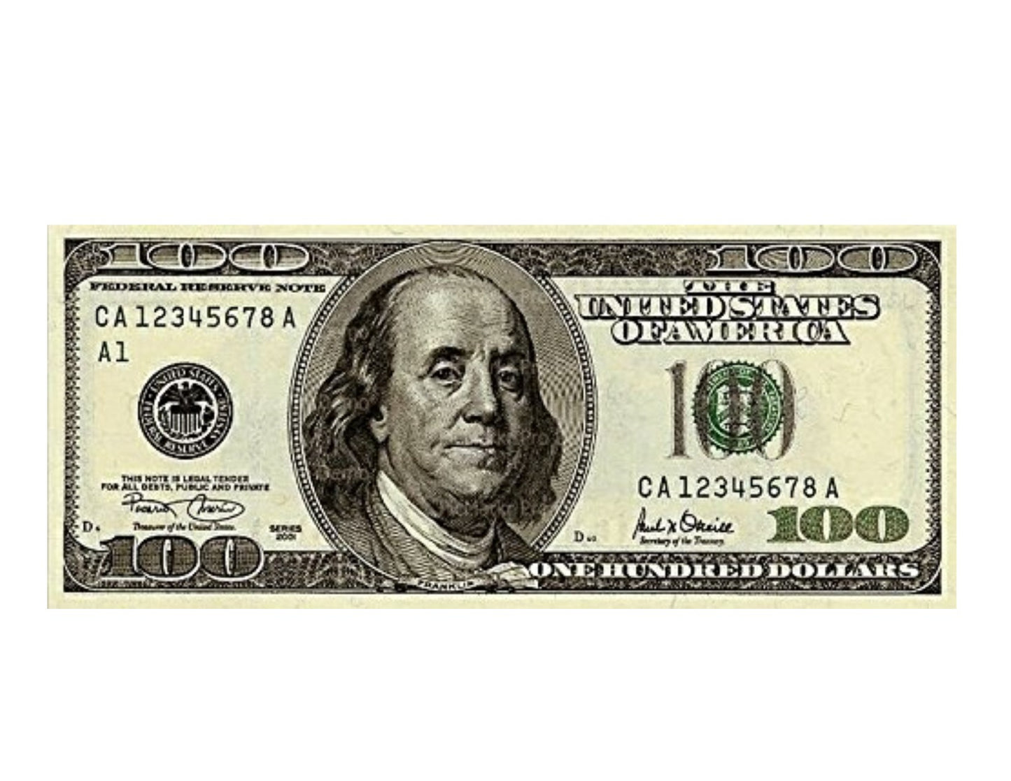 1/4 Sheet Cake - 100 Dollar Bill - Edible Cake or Cupcake Topper