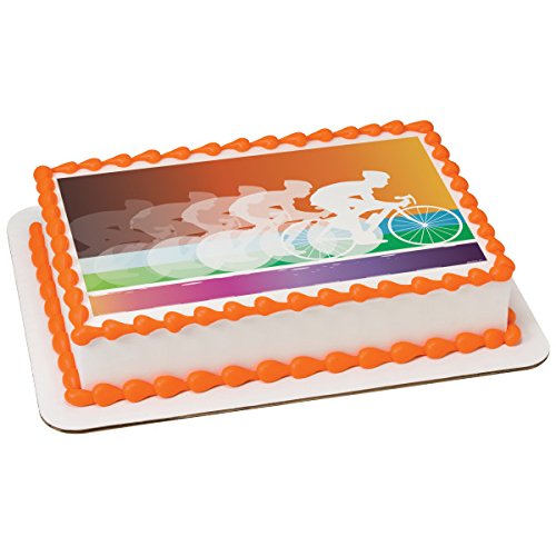 Cycling bike riding PhotoCake® Edible Cake Topper Icing Image for 1/4 Sheet cake or larger