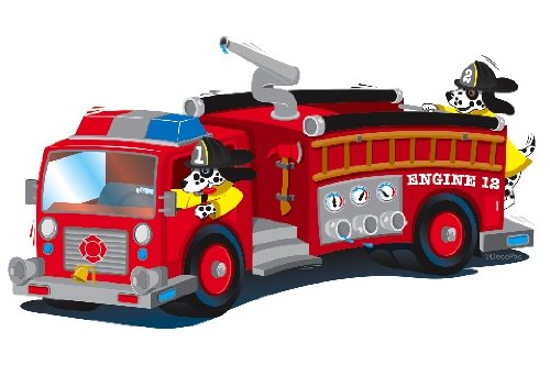 12 - Firetruck Edible Cupcake Toppers