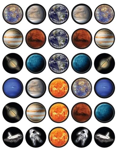 30 x Solar System Themed Edible Cupcake Toppers | Uncut on Wafer Sheet- Qty 30-1.5 each