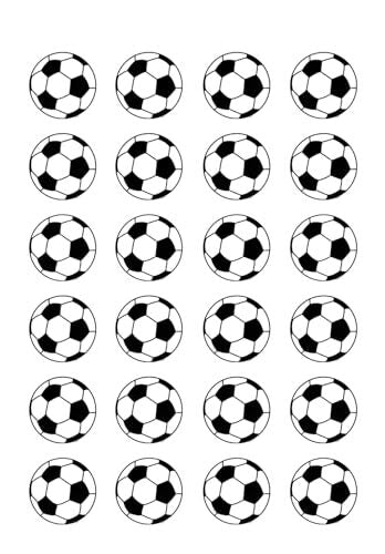 30 x Soccerball Themed Edible Cupcake Toppers | Uncut on Wafer Sheet- Qty 30-1.5 each