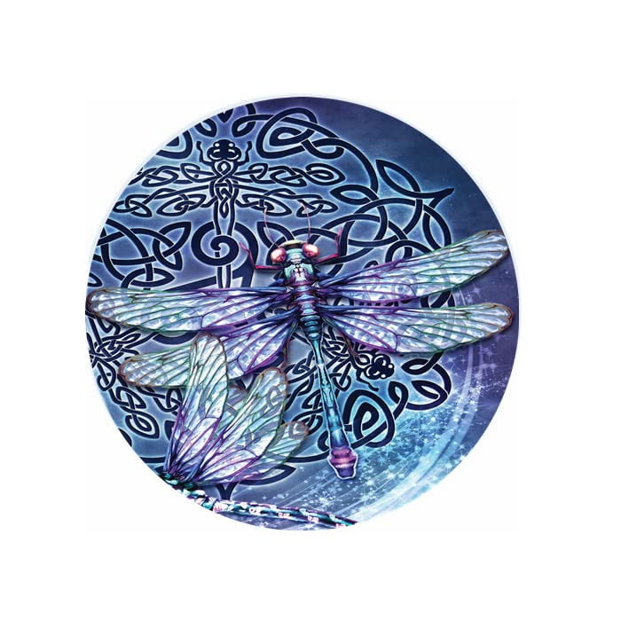 Dragon Fly with Celtic Runes Ceramic Car Coaster Set for Women Man 2.56" (2 Pack)