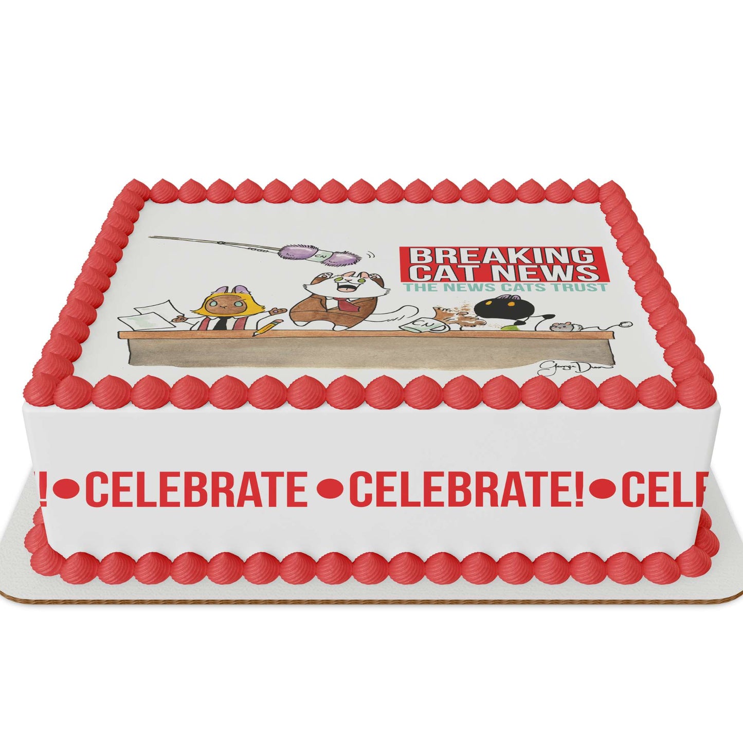 Breaking Cat News 1/4 Sheet Edible Cake Topper Kit