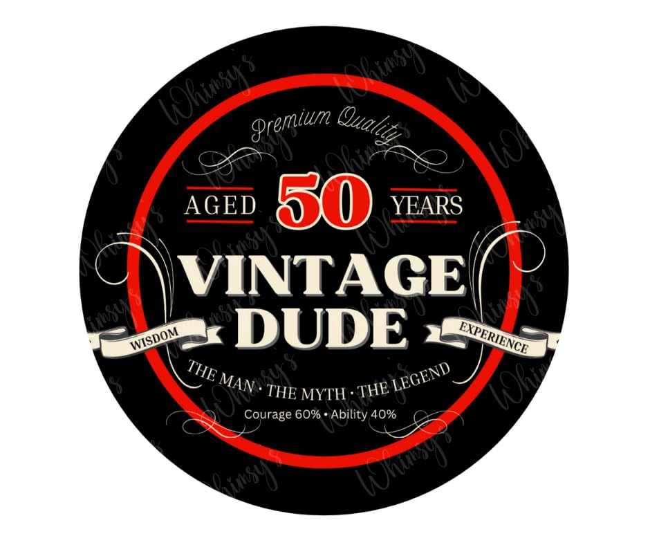 50th Birthday Vintage Dude Aged 50 Years Birthday Edible Icing Image Cake/cupcake Topper for 8 inch round cake or larger