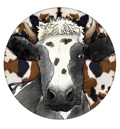 Holstein Cow Black and White Cow Ceramic Car Coaster Set for Women Man 2.56" (2 Pack)