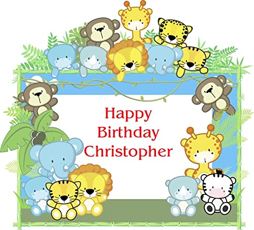 Jungle Animals Edible Cake Topper Decoration for 1/4 sheet cake or larger