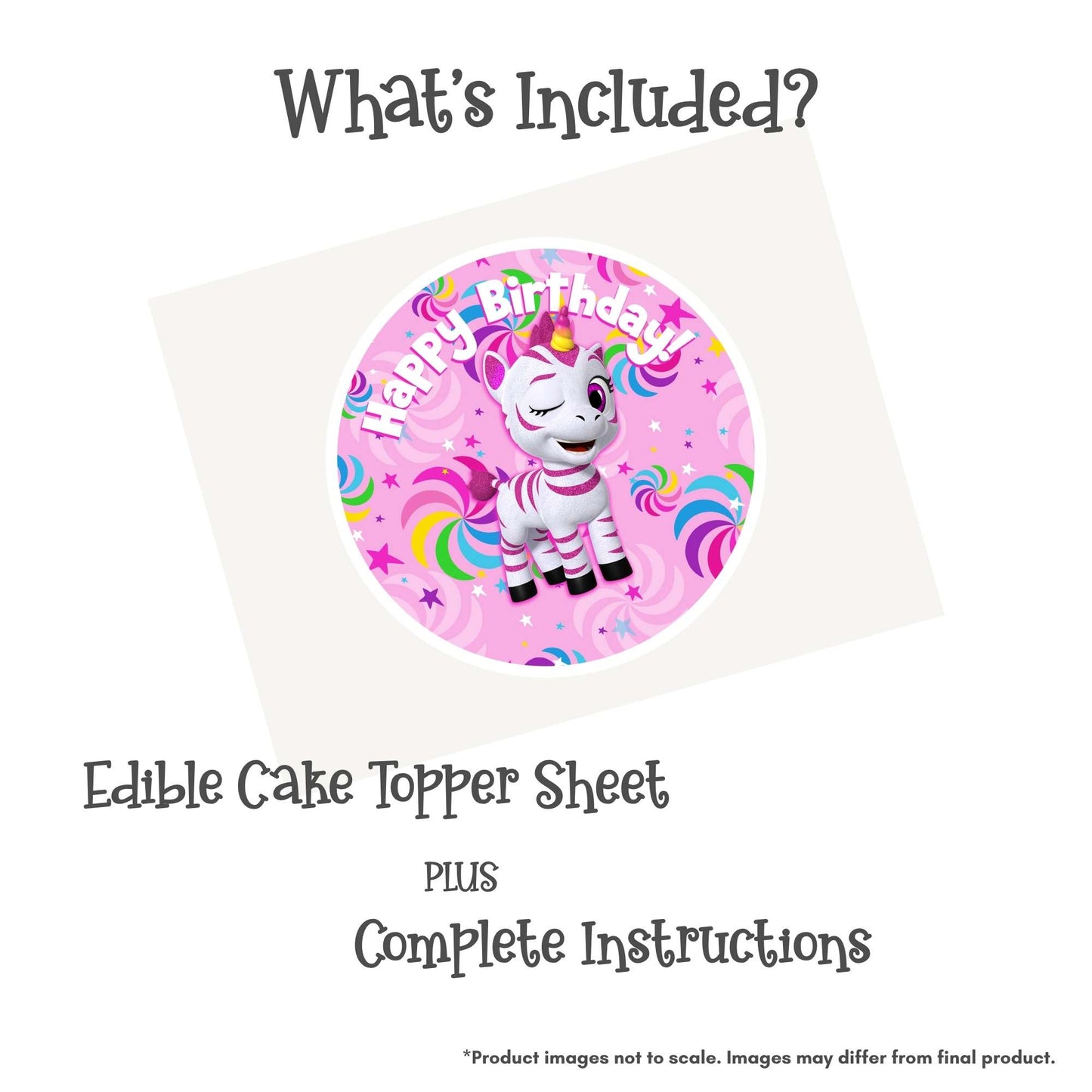 Zoonicorn Aliel Pinwheel 8" Round Edible Cake Topper