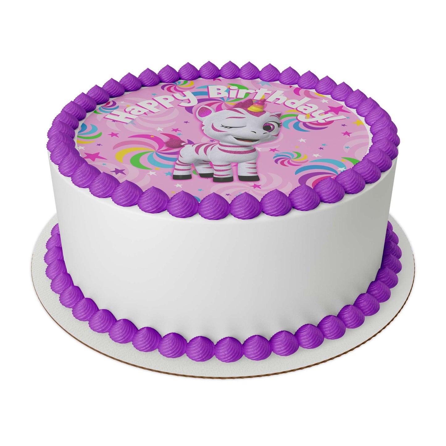 Zoonicorn Aliel Pinwheel 8" Round Edible Cake Topper