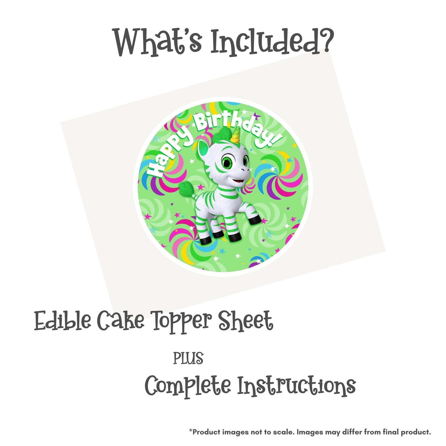Zoonicorn Ene Pinwheel 8" Round Edible Cake Topper