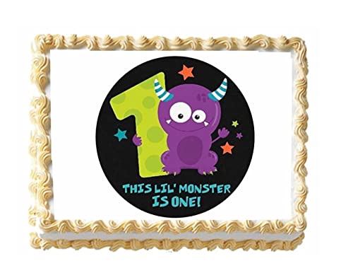 1/4 Sheet Little Monster 1st First Birthday Edible Cake Topper