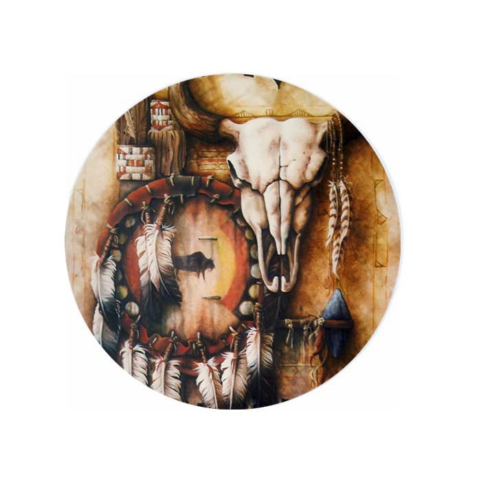 Native American Echo of The Buffalo Ceramic Car Coaster Set 2.56" (2 Pack)