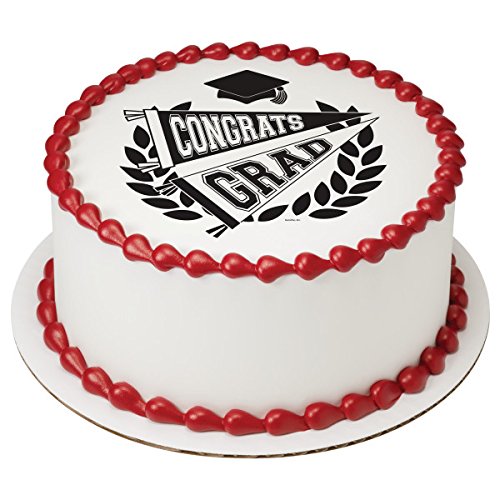 Congrats Grad Pennants PhotoCake® Edible Cake Topper Icing Image for 6 inch Round cake or larger