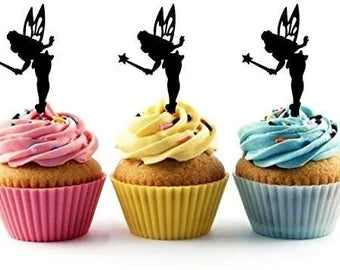 Fairy Princess Silhouette Acrylic Cupcake Toppers 12 pcs