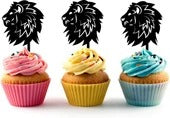 Lion Profile Silhouette Acrylic Cupcake Toppers 12 pcs