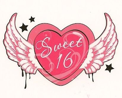 Sweet 16 Winged Heart ~ Edible Cake Topper
