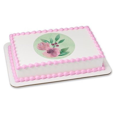 Watercolor Flowers Edible Icing Image for 1/4 sheet cake