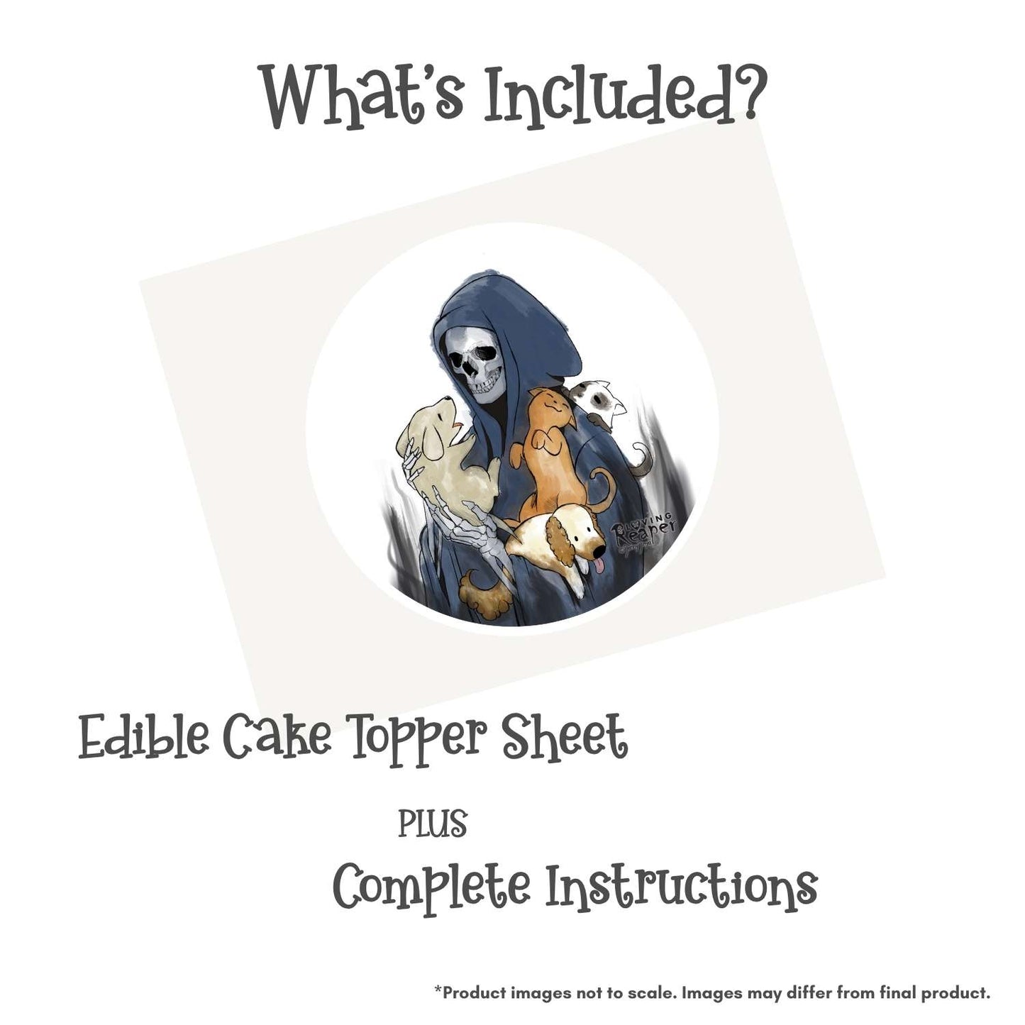Loving Reaper with Puppies Edible Cake Topper