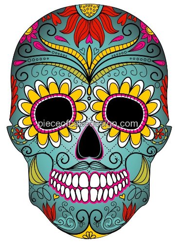 6" Round ~ Sugar Skull Colorful Birthday ~ Edible Cake/Cupcake Topper!!!