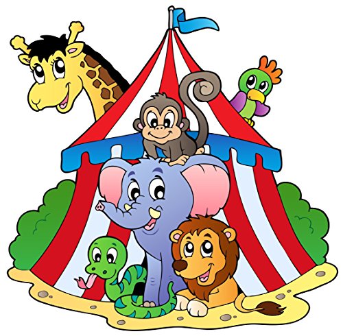 Circus Animals Birthday Edible Cake Image Topper 8 Inch Round