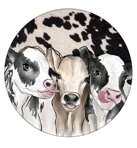 Cute Calf Cows Ceramic Car Coaster Set for Women Man 2.56" (2 Pack)
