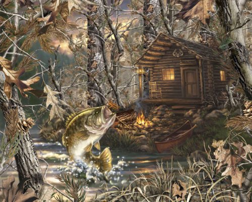 Fishing Scene Edible Cake Topper (1/4 Sheet)