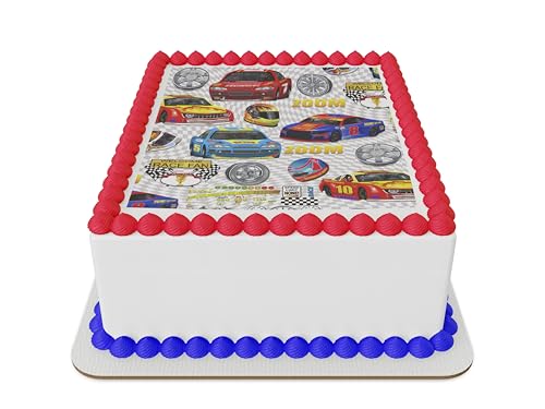 Rally cars Edible Icing Sheet cake topper for 1/4 Sheet cake or larger