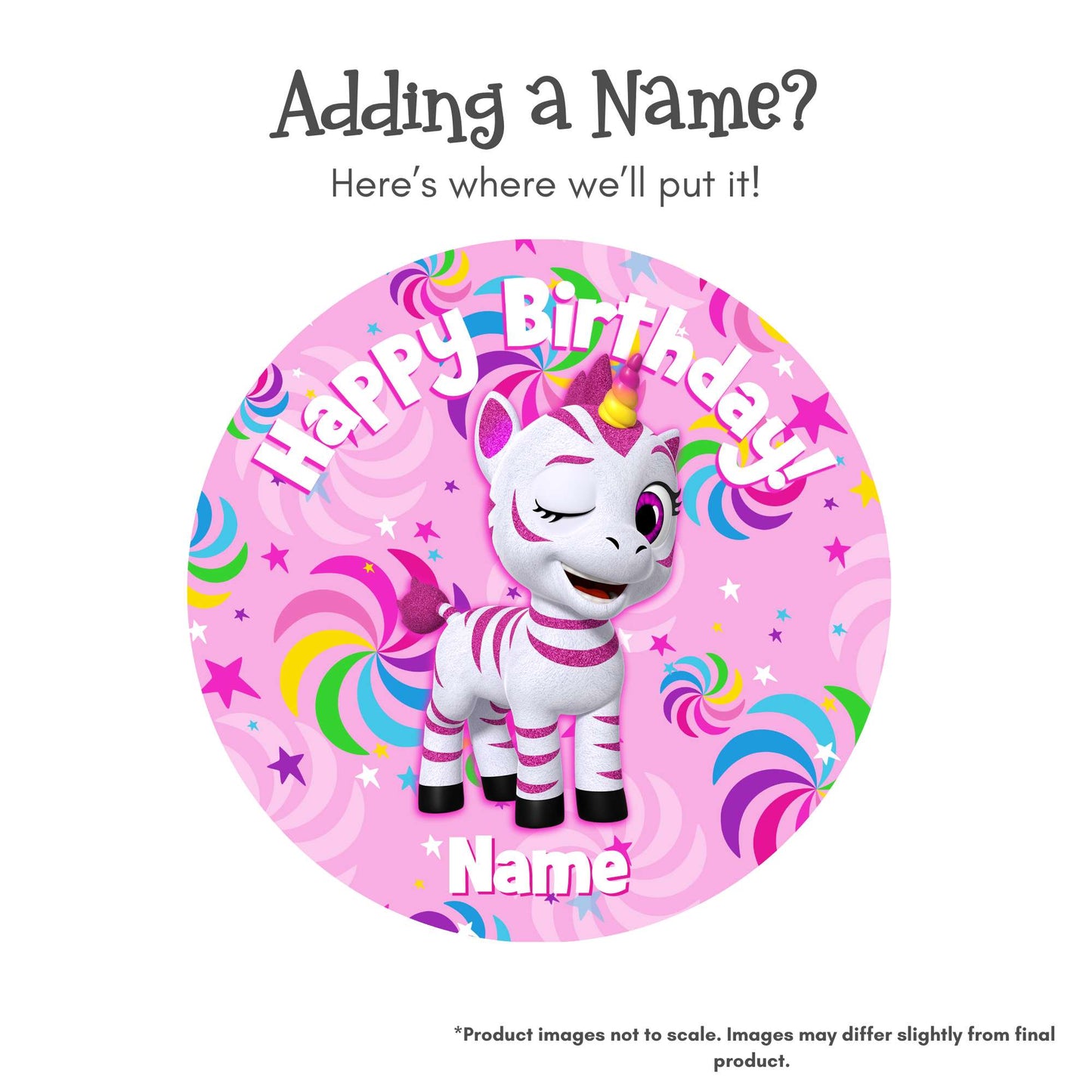 Zoonicorn Aliel Pinwheel 8" Round Edible Cake Topper