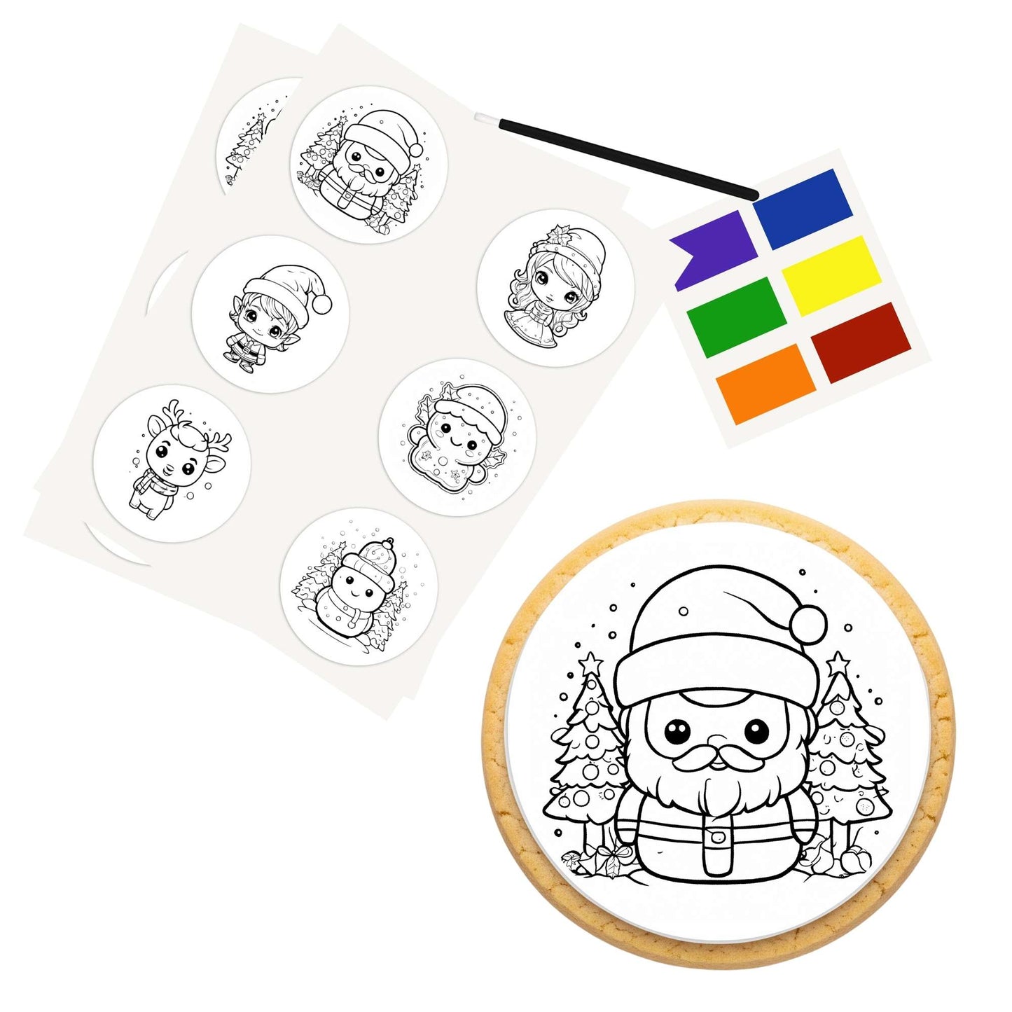 Color Your Own 3 Inch Round Cookie Kit - Christmas Cuties