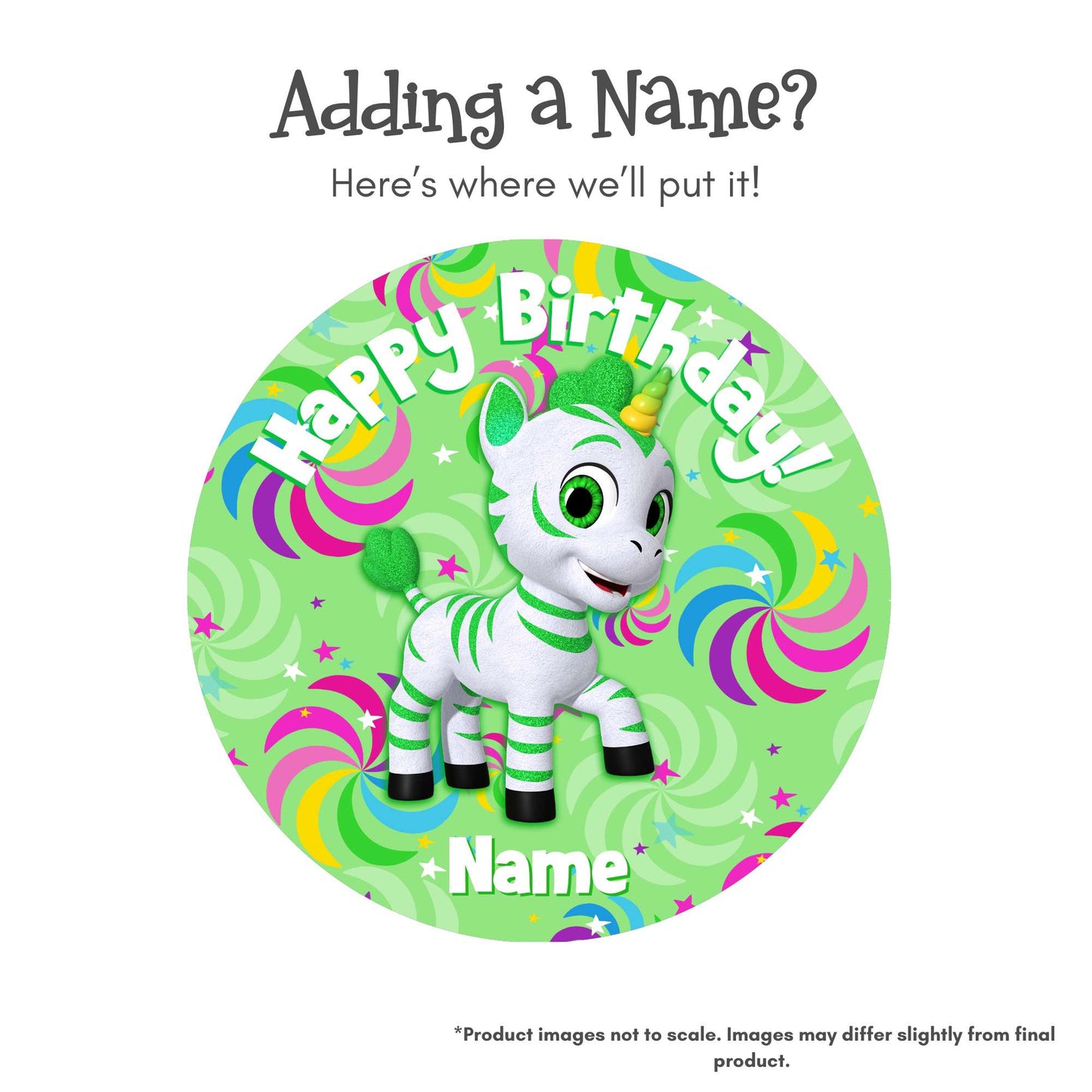 Zoonicorn Ene Pinwheel 8" Round Edible Cake Topper