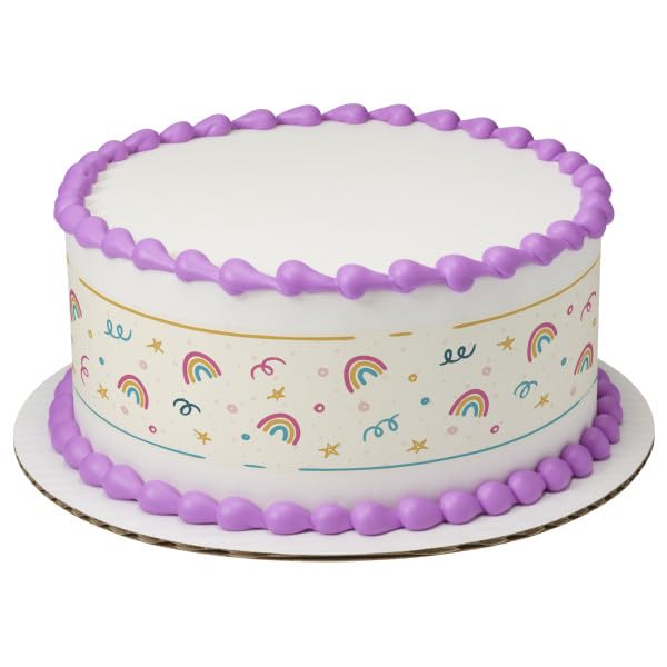 Rainbow and Stars Edible cake border 3 Strips 2.5x10.5 inchs in size