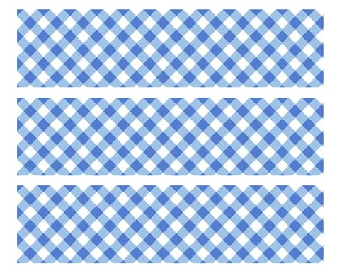 Blue Gingham Edible Cake Cupcake Border Strips Decorations (2.5x10 inch Strips (3))