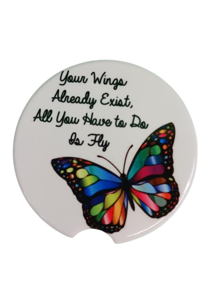 Your Wings Already Exist, All You Have to Do is Fly Ceramic Car Coaster Set 2.56" (2 Pack)
