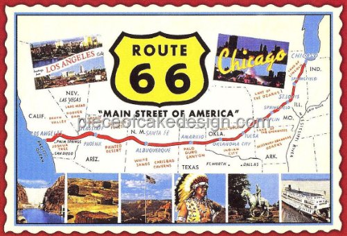 US Route 66 Map 1/4 Sheet Edible Cake Topper