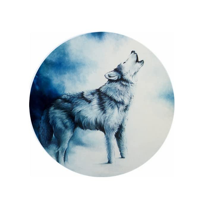 Wolf Midnight Cry Ceramic Car Coaster Set 2.56" (2 Pack)
