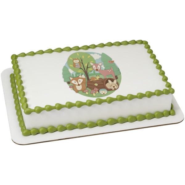 Baby Woodland Animals Baby Shower Edible Cake Topper Icing Image,