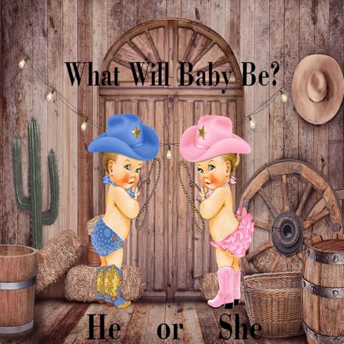 Cowboy Gender Reveal reveal edible cake topper you select the babies and size