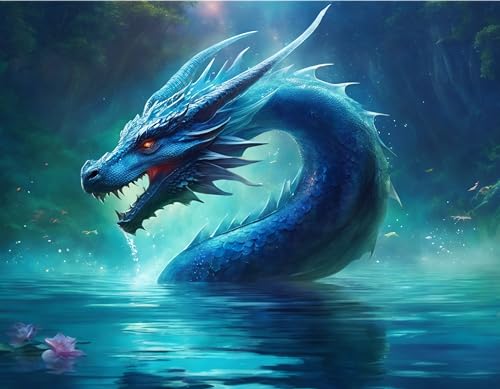 Blue Dragon in water Edible Icing Sheets- Assorted Image Cake Toppers-Frosting Sheets- Cookies- Cupcake Toppers for 1/4 Sheet Cake or Larger