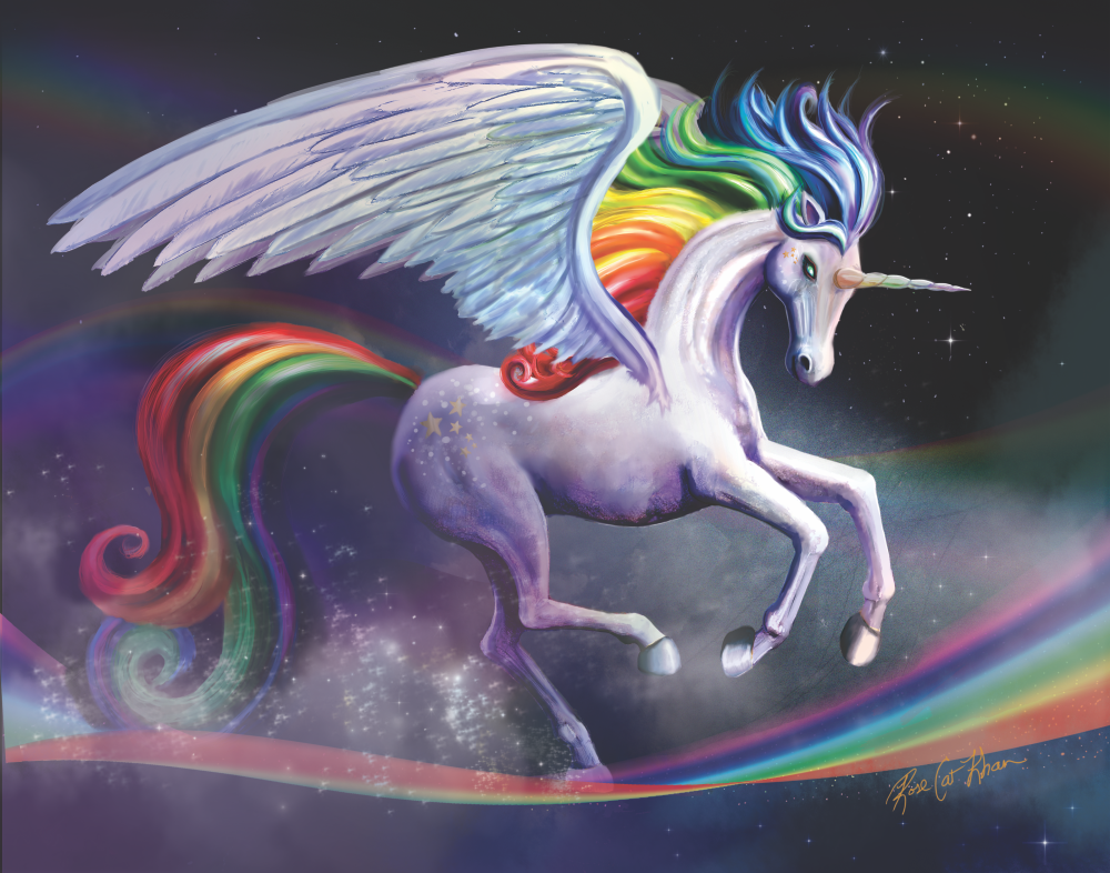 Unicorn Rainbow Edible Icing Image Cake Topper (1/4 Sheet)