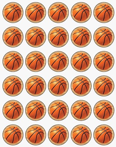 30 x Basketball Themed Edible Cupcake Toppers | Uncut on Wafer Sheet- Qty 30-1.5” each