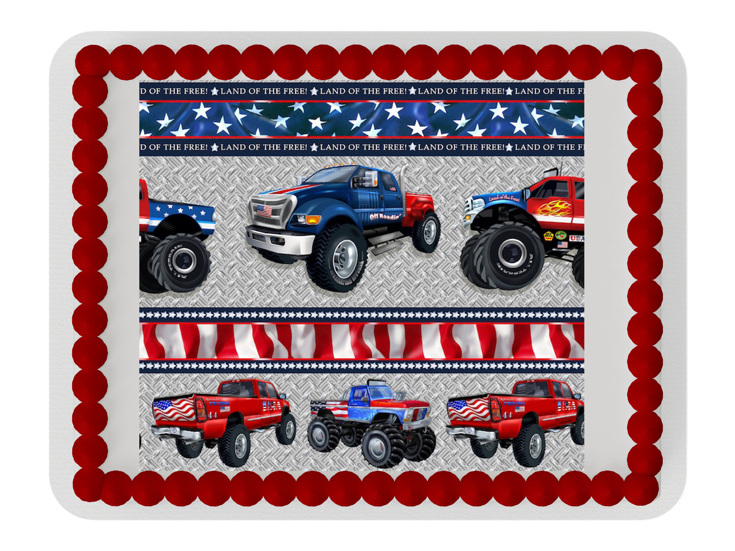 Cool trucks Edible Icing Sheet cake topper for 1/4 Sheet cake or larger