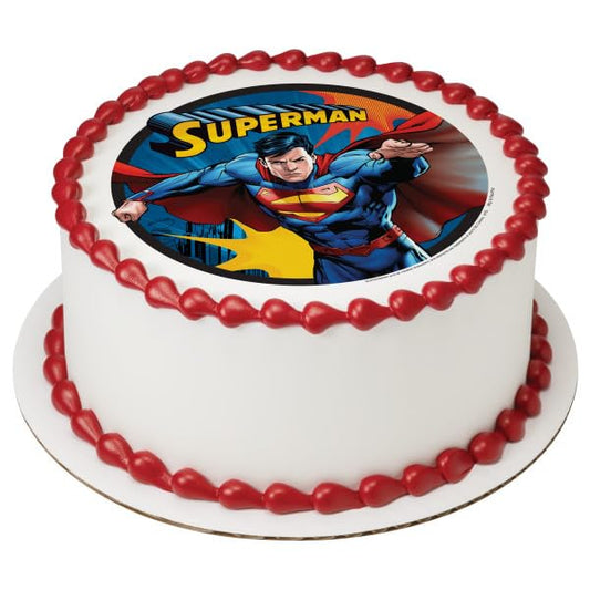 Superman Up, Up and Away PhotoCake® Edible Cake Topper Icing Image for 8 inch round cake or larger