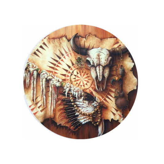 Native American Plains Medicine Ceramic Car Coaster Set 2.56" (2 Pack)