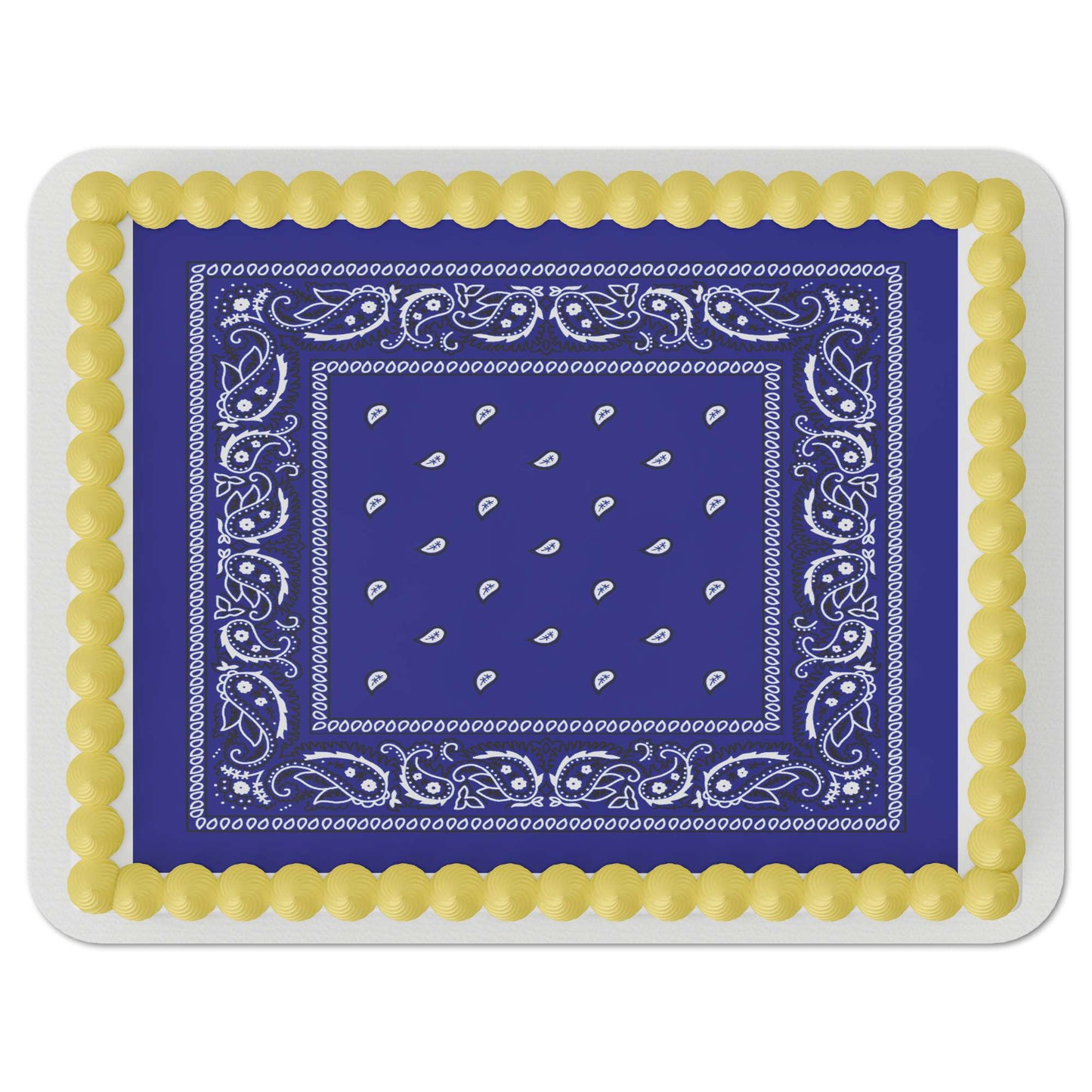 Blue Paisley Bandana Quarter Sheet Edible Cake Topper