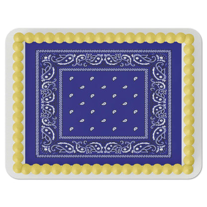 Blue Paisley Bandana Quarter Sheet Edible Cake Topper
