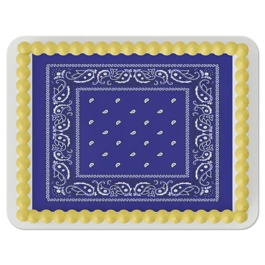 Blue Paisley Bandana Quarter Sheet Edible Cake Topper