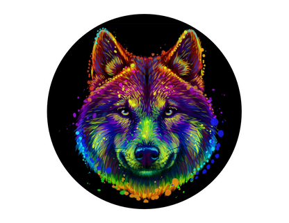 Colorful Wolf Edible Cake Topper