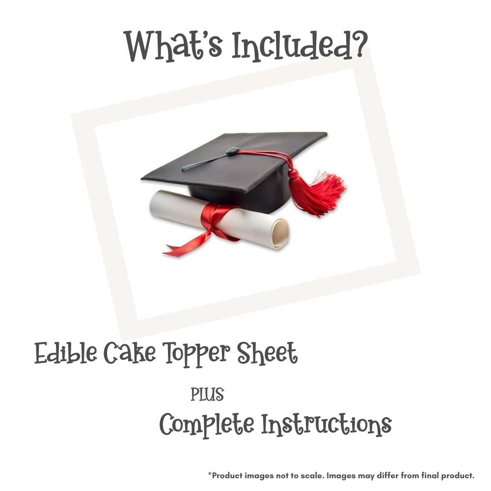 Graduation Cap and Scroll Edible Cake Topper